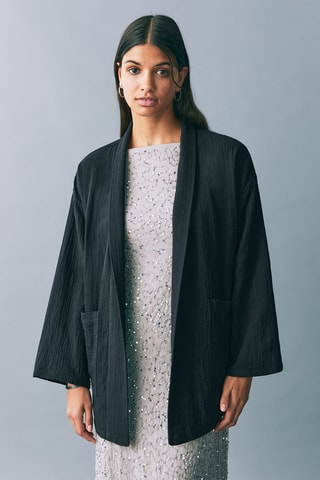 Veste kimono plissée - Bleu marine