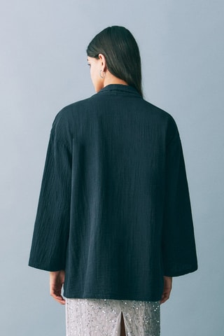 Veste kimono plissée - Bleu marine