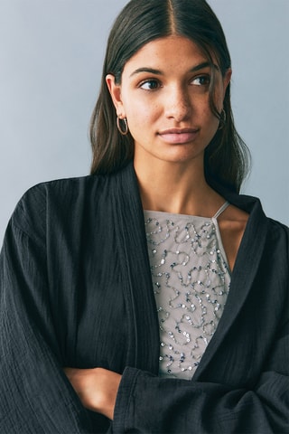 Veste kimono plissée - Bleu marine