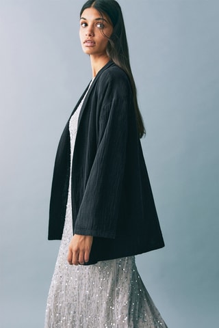 Veste kimono plissée - Bleu marine