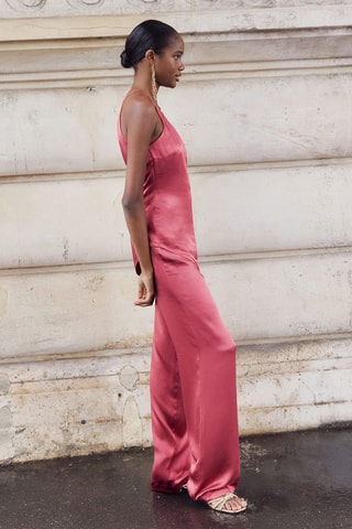 Pantalon droit satiné - Rouge