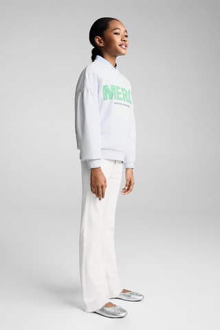 Sweater coton message - Bleu clair