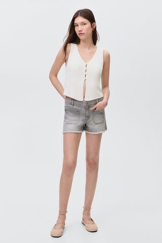 Top maille boutons - Blanc cassé