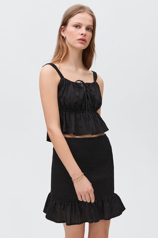 Minijupe froncée volant - Noir