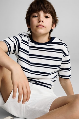 Bermuda lin taille élastique - Blanc