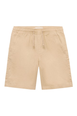 Bermuda lin taille élastique - Blanc