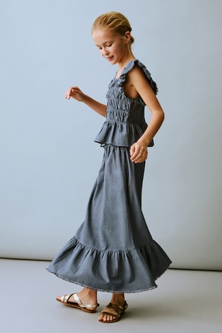 Blouse froncée volants - Bleu