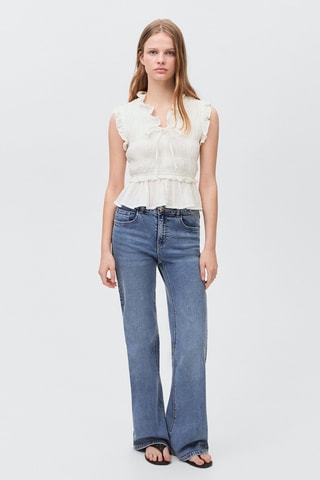 Blouse froncée volant - Blanc cassé