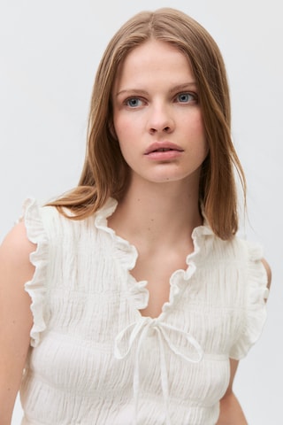 Blouse froncée volant - Blanc cassé