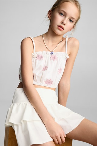 Jupe short volants - Blanc cassé