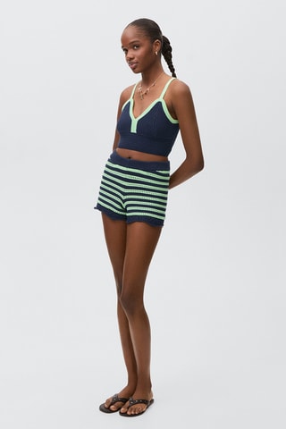 Short crochet contraste - Bleu marine