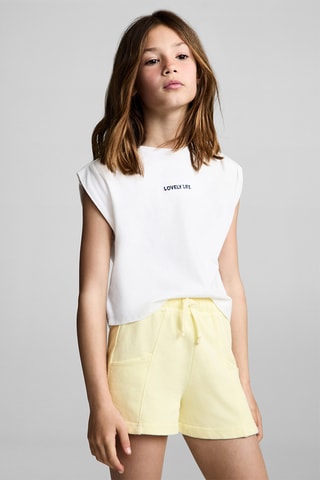 Short coton taille élastique - Jaune