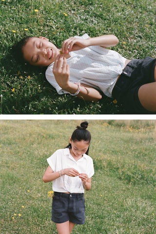 Blouse crop noeud - Bleu clair