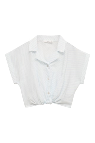 Blouse crop noeud - Bleu clair