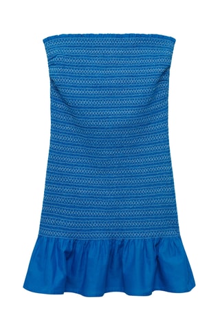 Robe brodée volant - Bleu électrique