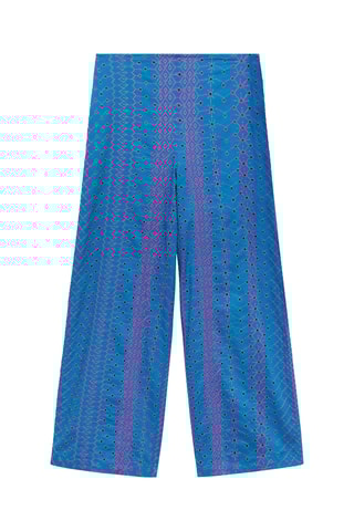 Pantalon broderie suisse contraste - Bleu électrique