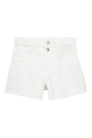 Short en jean revers effilochés - Blanc