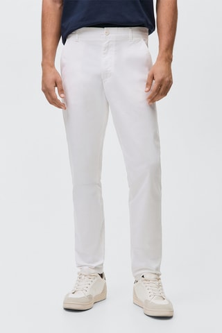 Pantalon chino uni - Blanc
