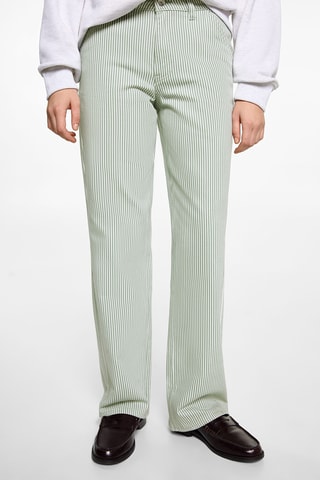 Jean straight-fit à rayures - Vert pastel