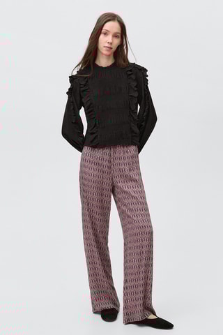 Blouse froncée volants - Blanc cassé