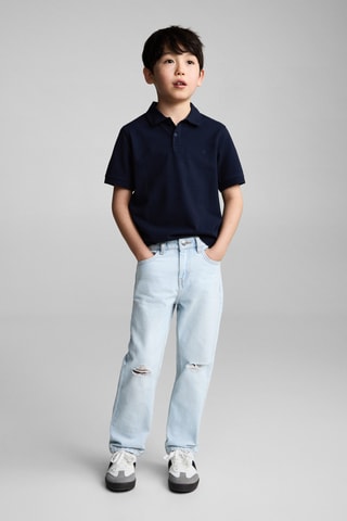 Polo coton manches courtes - Blanc cassé