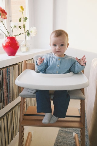 Chemise coton tissu plissé - Bleu clair