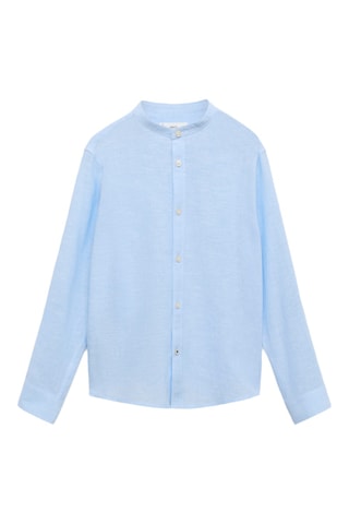 Chemise coton lin col mao - Blanc