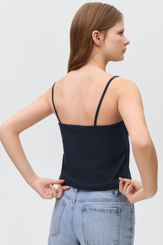 Top détail plissé - Bleu marine