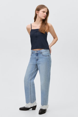 Top détail plissé - Bleu marine