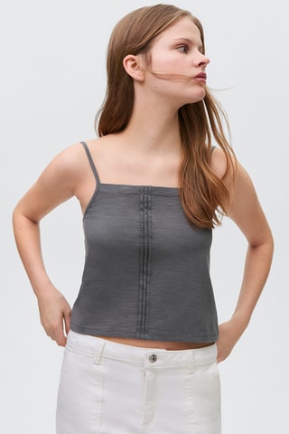 Top détail plissé - Bleu marine