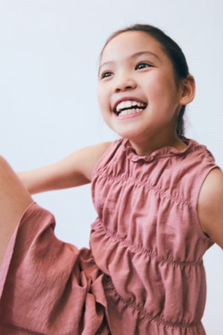 Top lin détails froncés - Rose