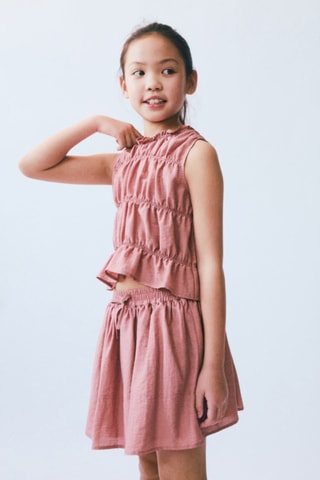 Top lin détails froncés - Rose