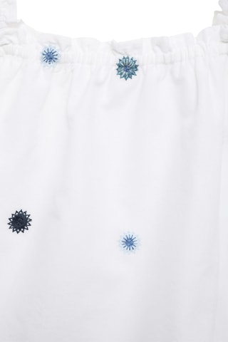 Blouse coton détails brodés - Blanc