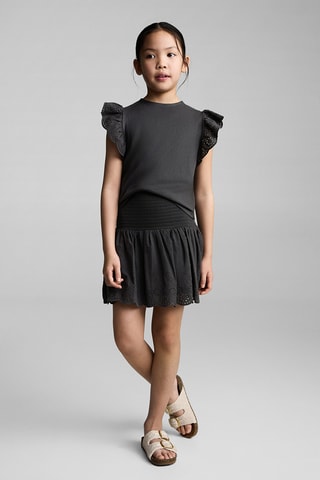 Jupe à volants broderie suisse - Bleu clair