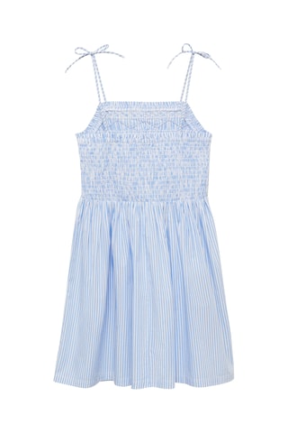 Robe froncée rayures - Bleu