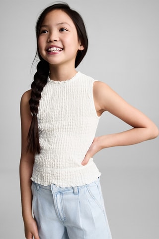 Top texturé froncé - Blanc cassé