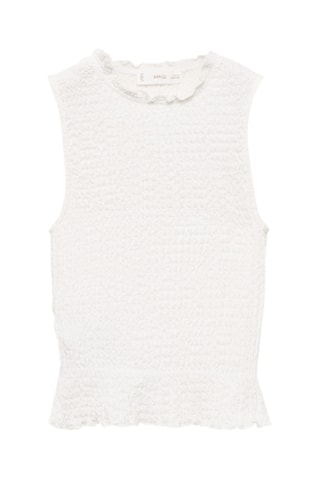 Top texturé froncé - Blanc cassé