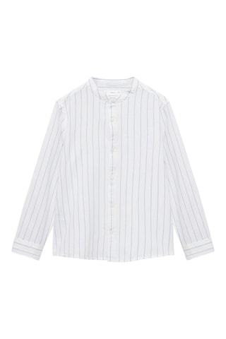 Chemise col mao à rayures - Blanc