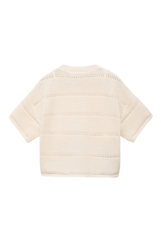 Pull-over crochet manches courtes - Blanc cassé