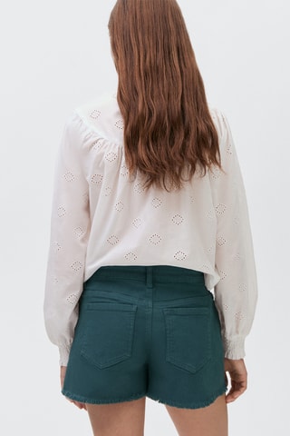 Short en jean revers effilochés - Bleu pétrole