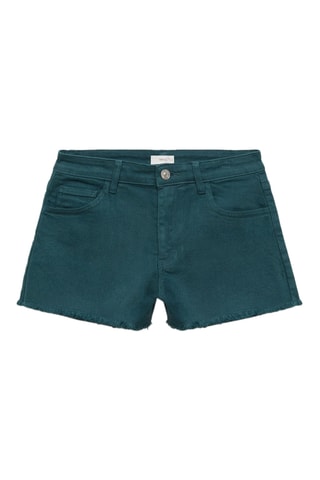 Short en jean revers effilochés - Bleu pétrole