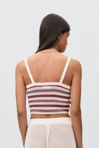 Top maille crochet - Blanc cassé