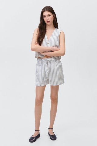 Gilet costume rayures - Blanc cassé