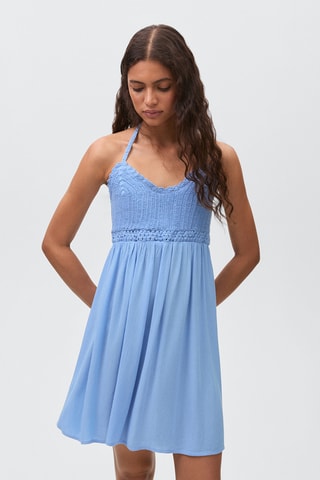 Robe courte crochet - Bleu clair