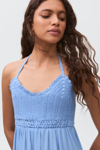 Robe courte crochet - Bleu clair
