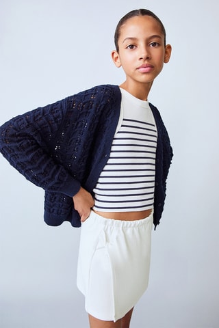 Jupe-culotte en coton - Blanc cassé