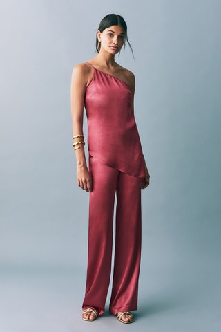 Top asymétrique satiné - Rouge