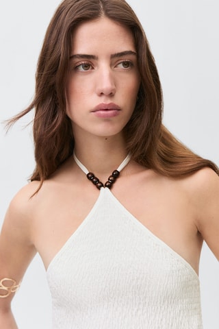 Top détail perles - Blanc cassé