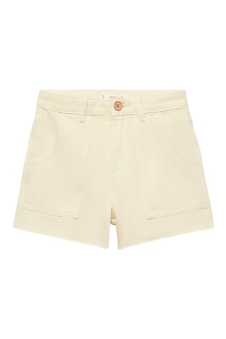 Short droit revers effilochés - Jaune