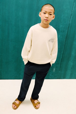 Pantalon lin taille élastique - Blanc